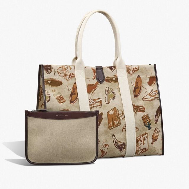 Open Tote XL Printed Fabric Tote Bag, BROWN + BEIGE, hi-res 2