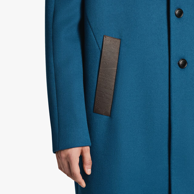 Wool And Cashmere Coat With Leather Details, DEEP EMERALD BLUE/GREYISH BLUE, hi-res 6