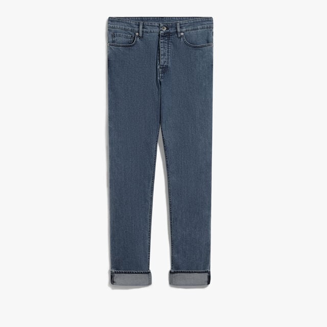 Straight Denim Pants, WASHED BLUE, hi-res 1
