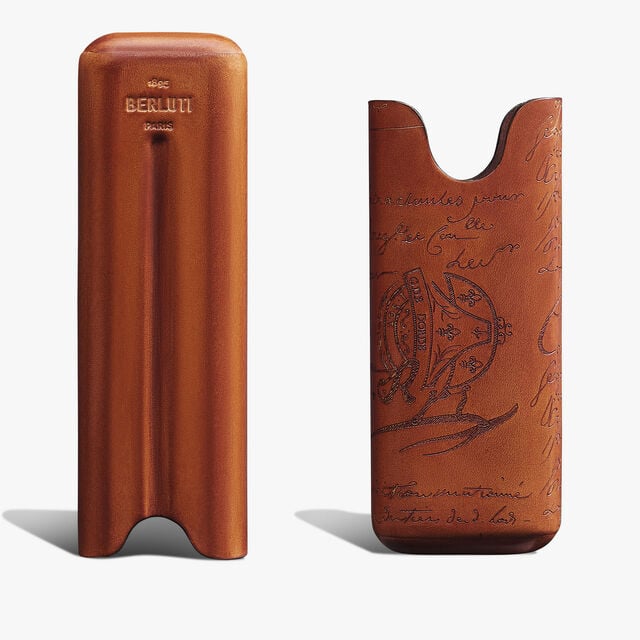 Cigar Case 2 Scritto Leather, ARANCIO VERMIGLIO, hi-res 3