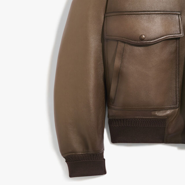 Patina Flight Jacket with Shearling Collar, DEEP SEPIA, hi-res 8
