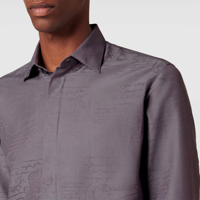 Cotton Silk Scritto Andy Shirt, SMOCKY LILAC, hi-res 5