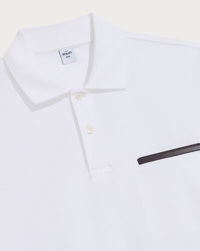 Pocket Polo with Leather Detail, Blanc Optique, hi-res