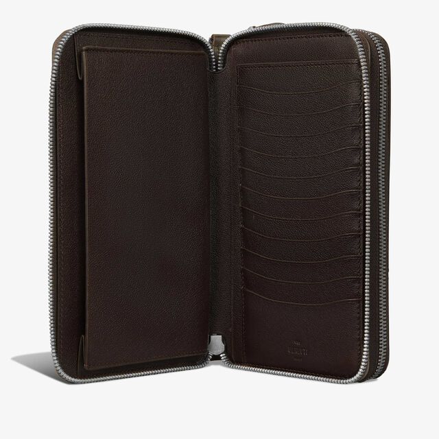 Tali Scritto Leather Long Zipped Wallet, NERO CAVIAR + SAVANA, hi-res 5
