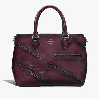 Toujours XS Scritto Leather Tote Bag, GRAPES, hi-res