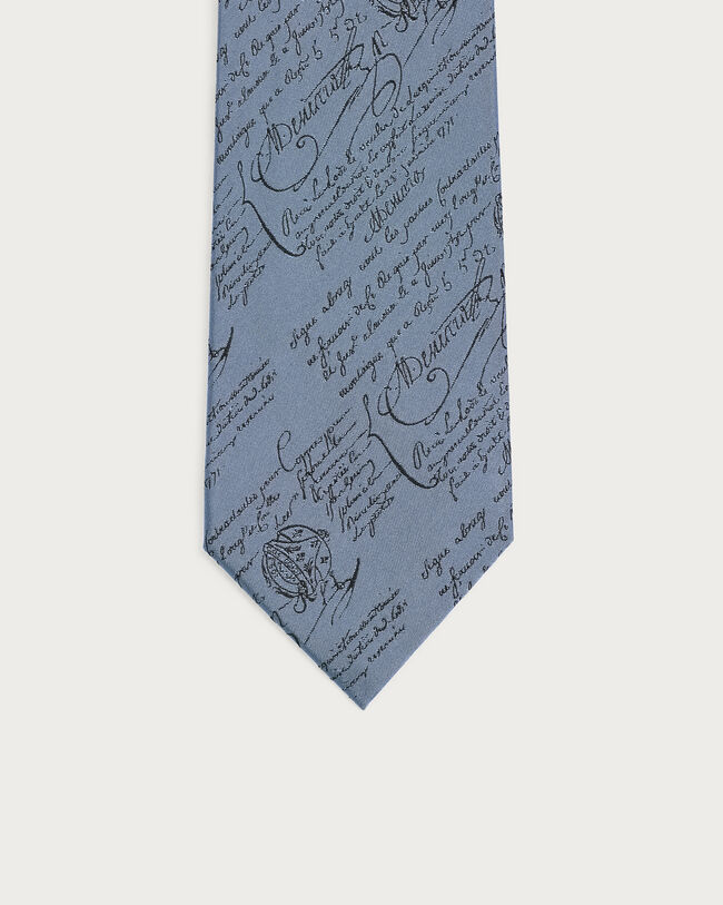 Classic Scritto Pattern Tie, Nile Blue, hi-res