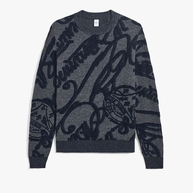 Pull Avec Jacquard Scritto Marbeuf, ANTHRACITE, hi-res 1