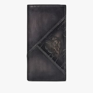 Santal Patchwork Scritto Leather Long Wallet, FLANEL, hi-res