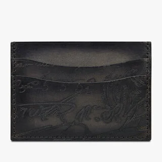 Porte-Cartes Bambou Neo En Cuir Scritto, NERO GRIGIO, hi-res