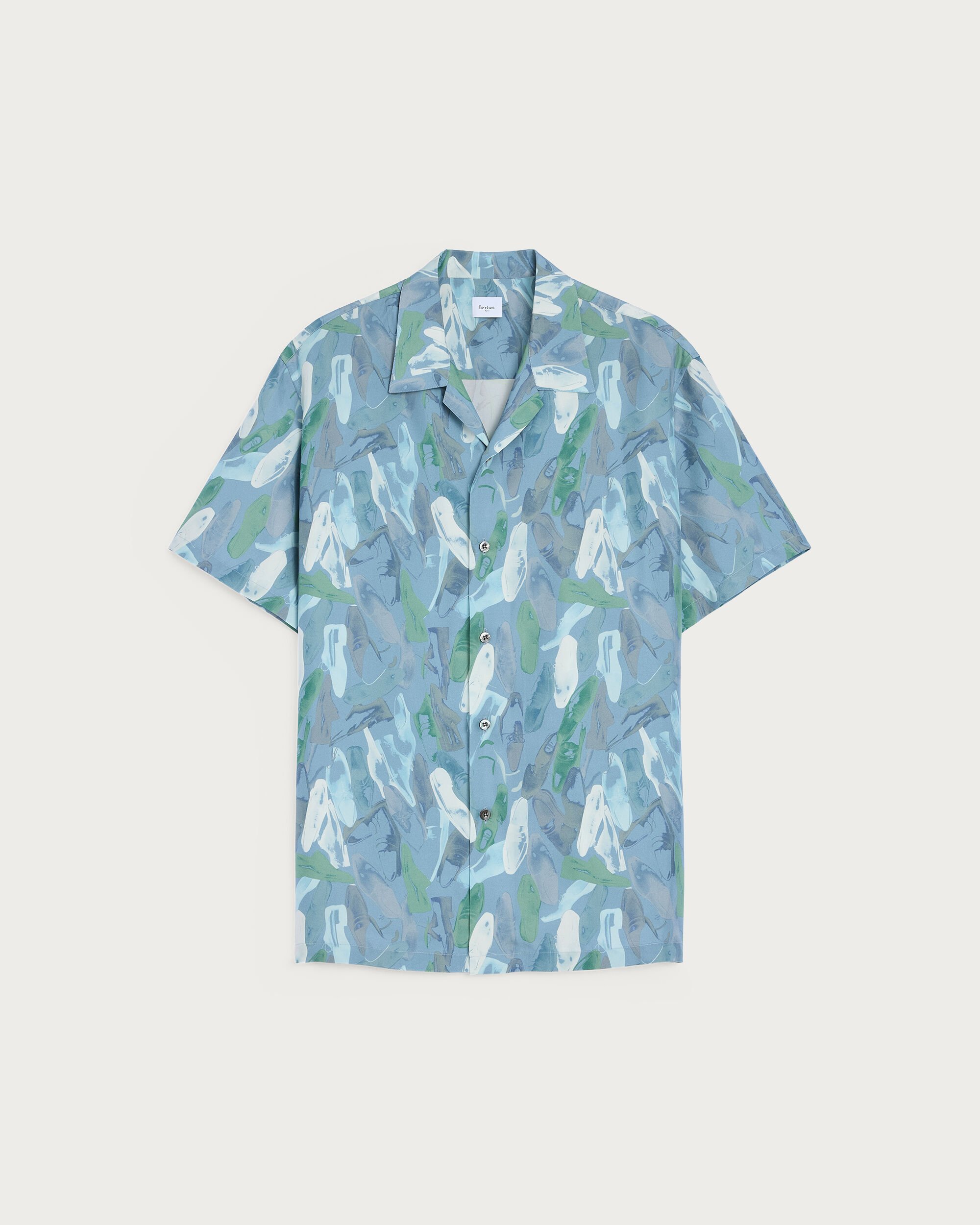 Shoes Polaroid Pattern Short-Sleeves Shirt, Cloudy Blue, hi-res