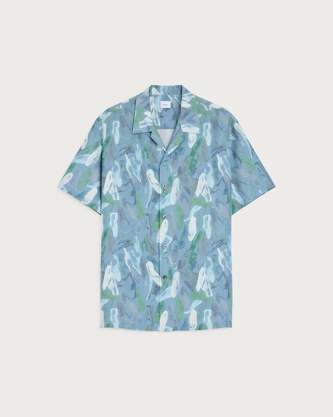 Shoes Polaroid Pattern Short-Sleeves Shirt, Cloudy Blue, hi-res