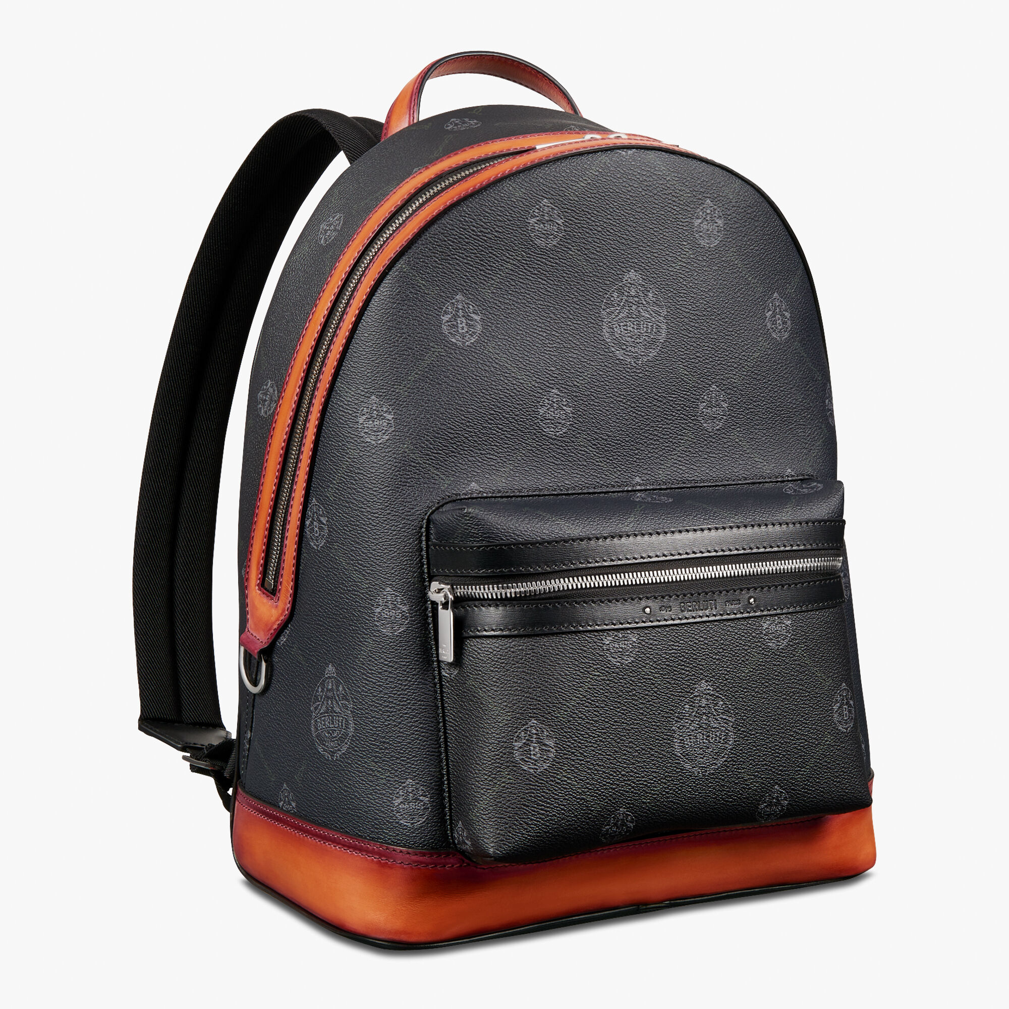 orange leather backpack