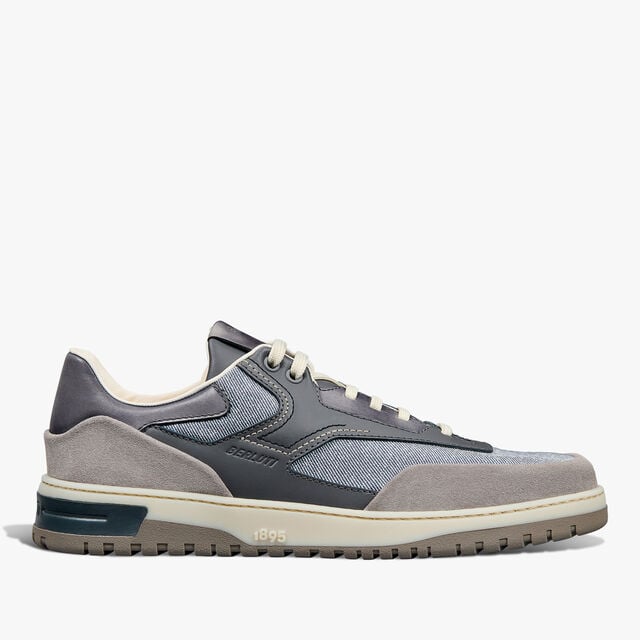Sneaker Playoff En Cuir De Veau, Cuir De Veau Velours Et Textile, ADRIATIC BLUE, hi-res 1
