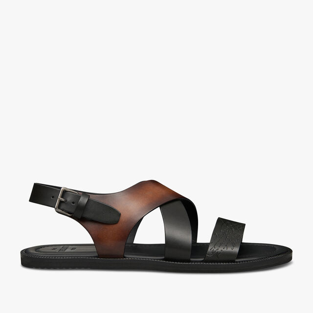 Sifnos Scritto Leather Sandal, CACAO INTENSO, hi-res 1