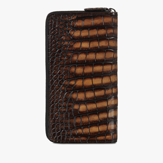 Itauba Alligator Leather Long Zipped Wallet, TOBACCO BIS, hi-res 2