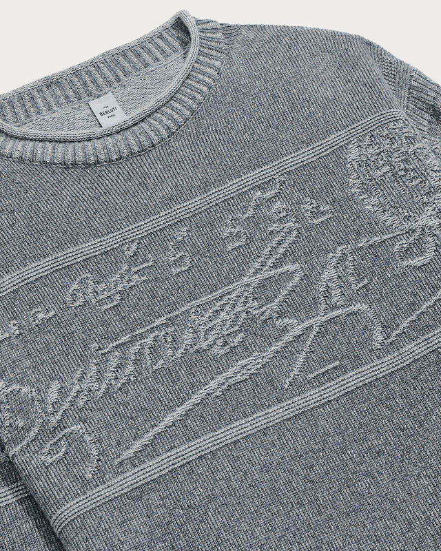 Jumper With Textured  Jacquard Scritto, Halftone Blue, hi-res