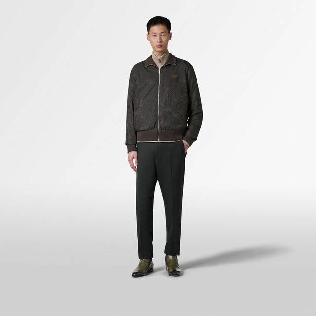 Reversible Wool & Scritto Nylon Tracksuit Blouson, EARTH BROWN, hi-res 5