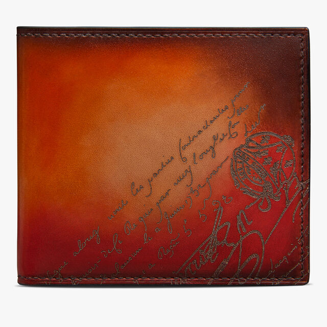 Makore Scritto Leather Wallet, RED SUNSET, hi-res 1
