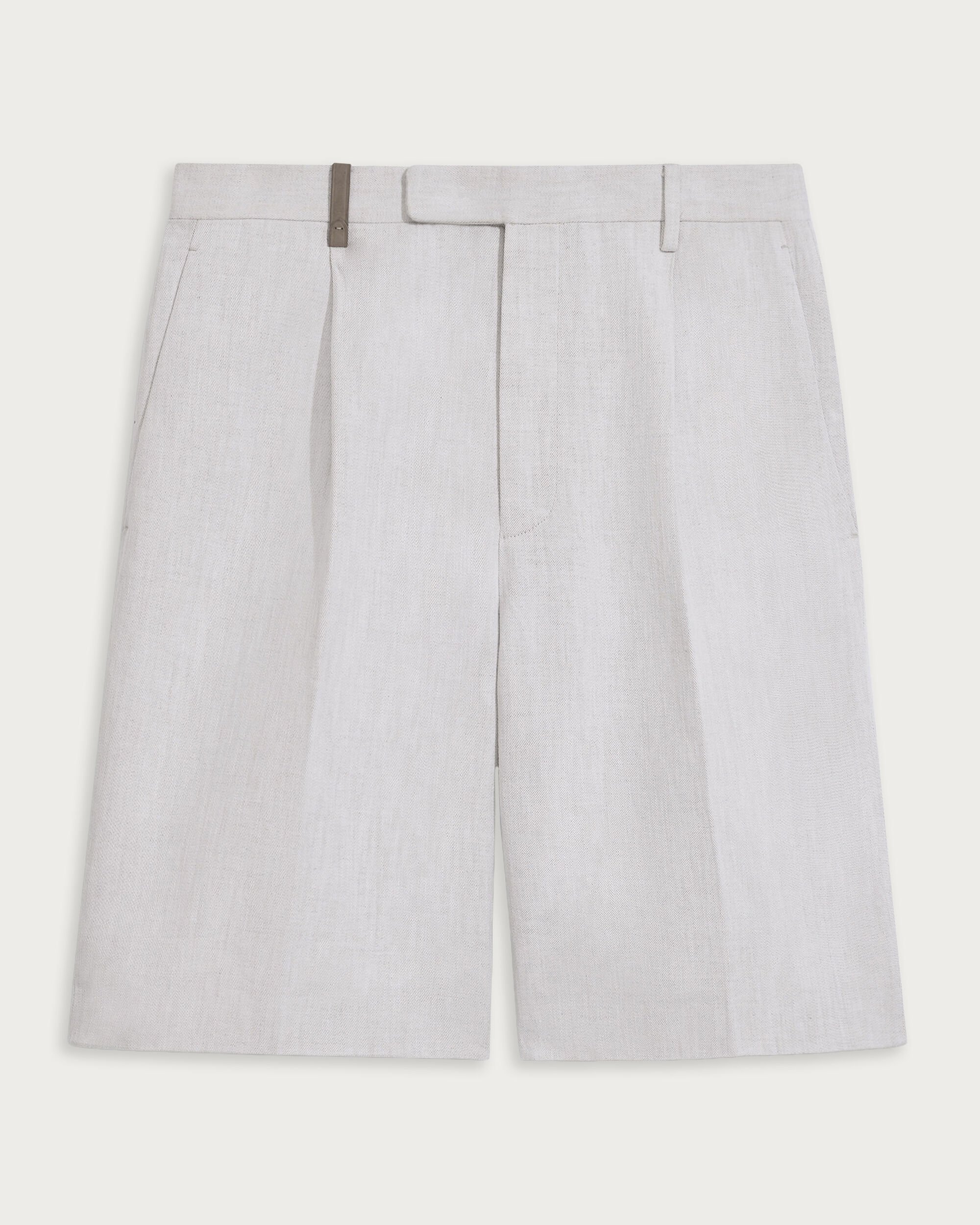 Formal Pleated Shorts, White Canvas, hi-res