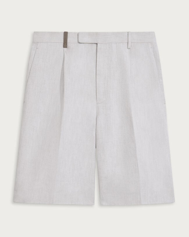 Formal Pleated Shorts, White Canvas, hi-res