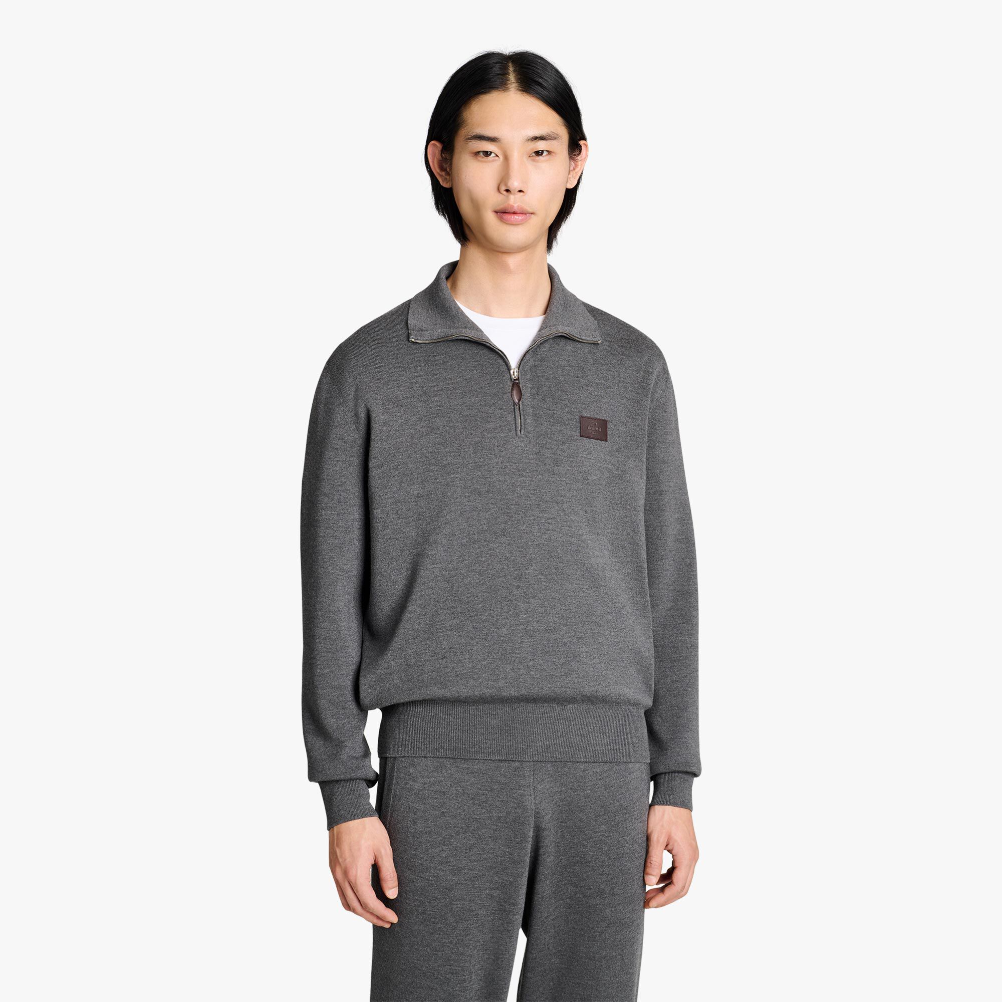 Pull Avec Col Zippe Avec Detail En Cuir Berluti BE