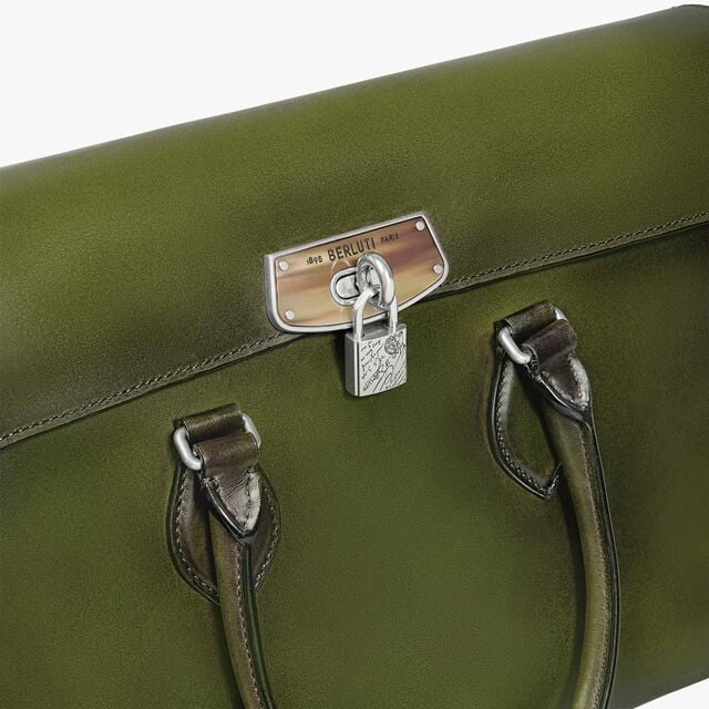 E'mio Horn and Leather Briefcase, NERO CAVIAR, hi-res 6