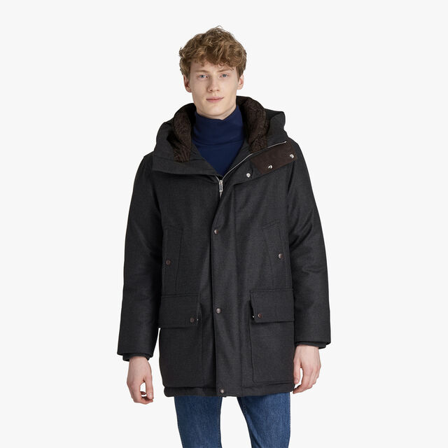 Down Parka With Shearling Hood, CARBON GREY, hi-res 2