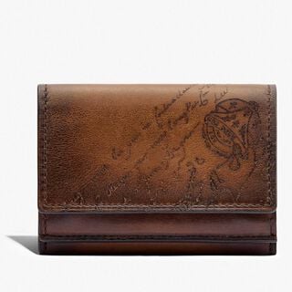 Acajou Scritto Leather Wallet, CACAO INTENSO, hi-res