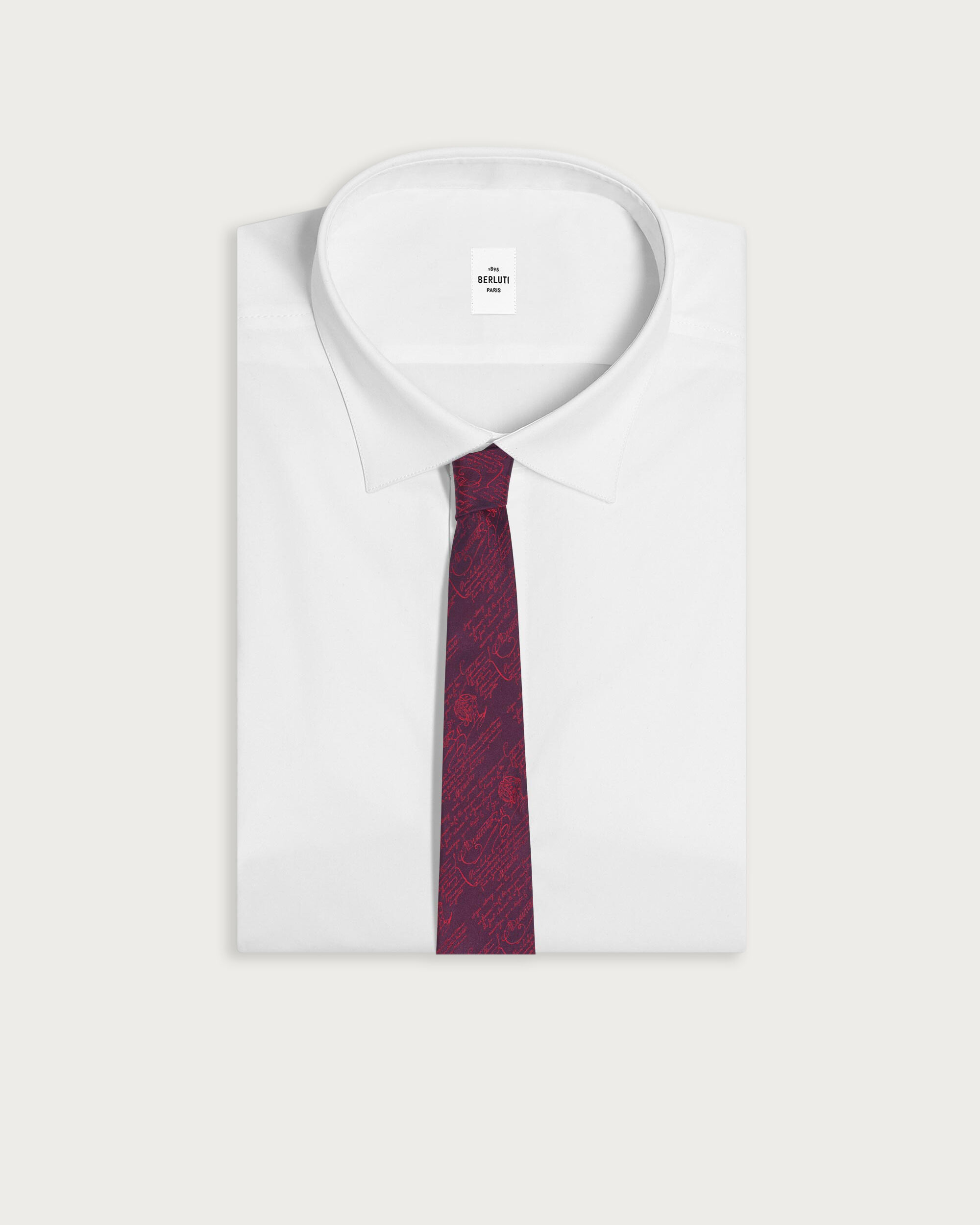 BERLUTI バーガンディ ネクタイ シルク ※交渉前に説明をお読みください BERLUTI (ベルルッティ) 5層構造 ジャカード スクリット ネクタイ