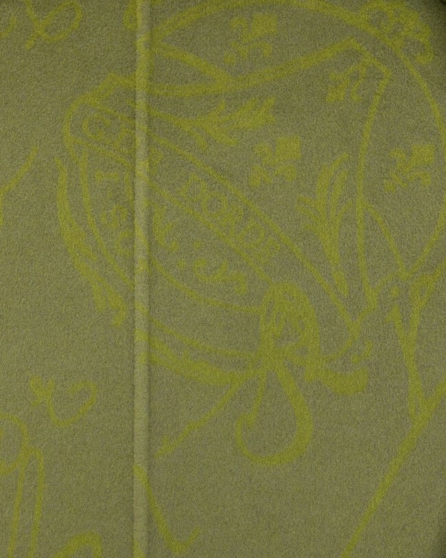 Double Face Coat with Leather Details, Kaki & Internal Giant Scritto, hi-res