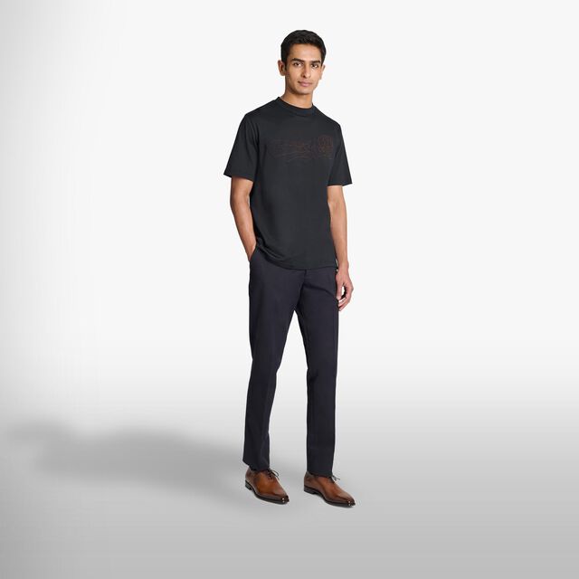 Suede Effect Scritto T-Shirt, COLD NIGHT BLUE, hi-res 4