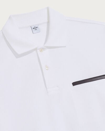 Pocket Polo with Leather Detail, Blanc Optique, hi-res