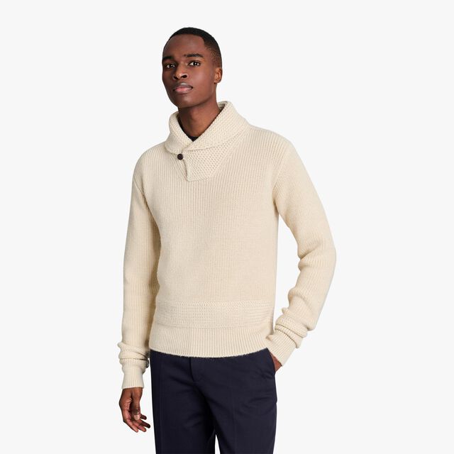 Shawl Collar Sweater, ECRU, hi-res 2
