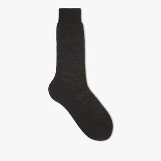 Cotton Scritto Socks, COLD NIGHT BLUE, hi-res