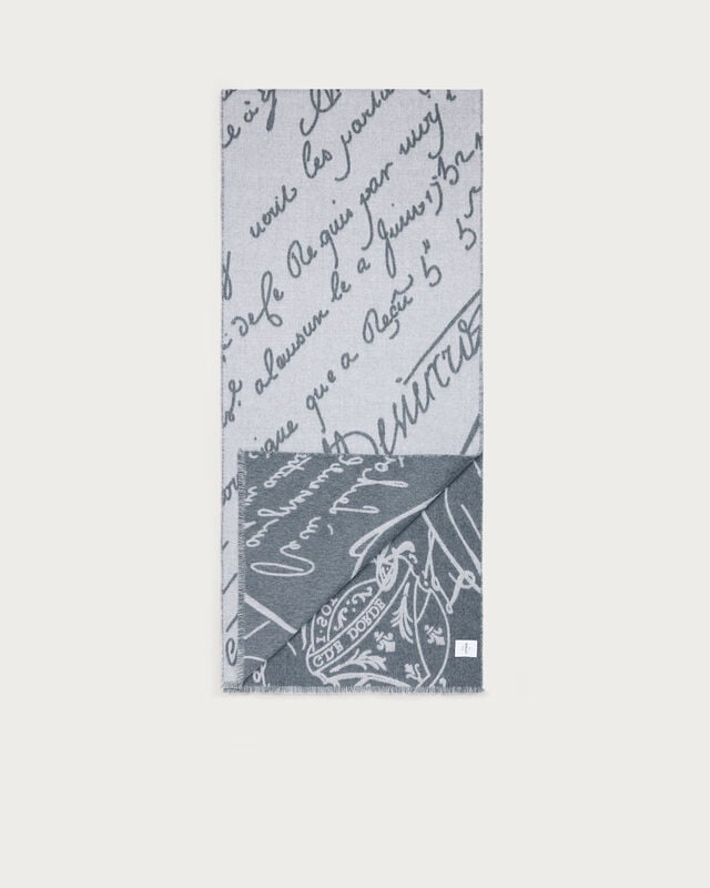 Scritto Pattern Scarf, Light Grey, hi-res