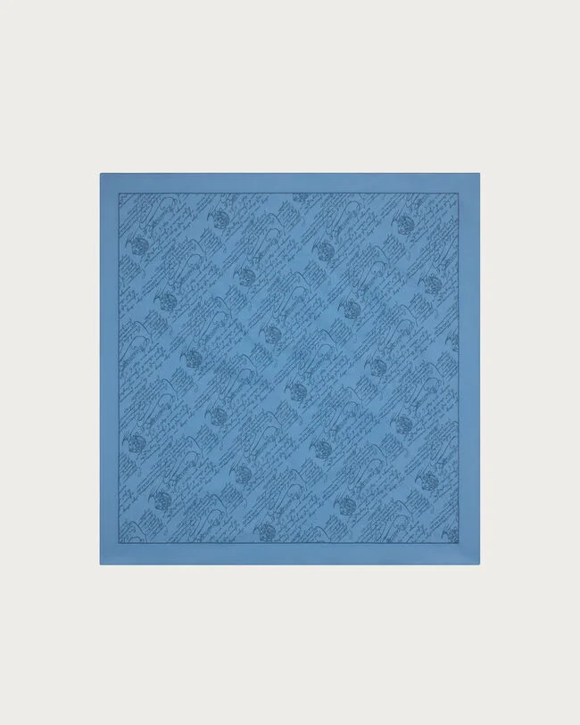 Scritto Pattern Handkerchief, Woad, hi-res