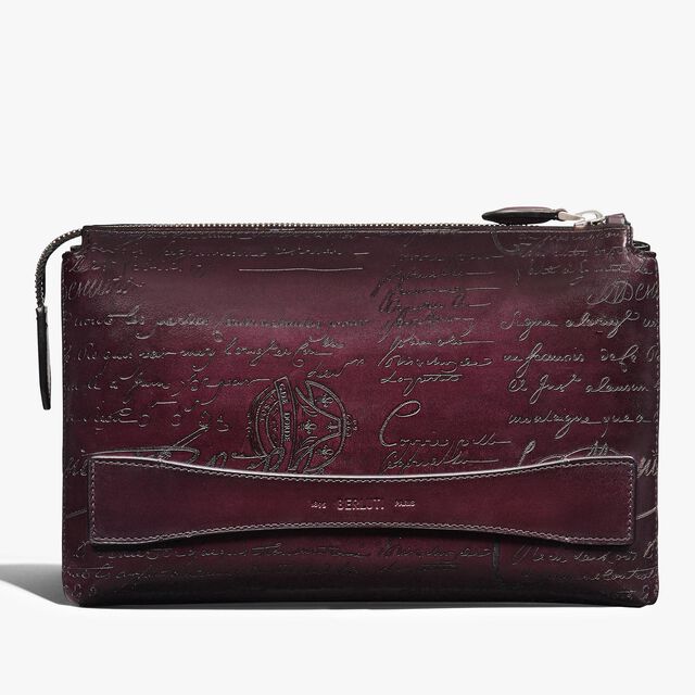 Pochette Zippée Tersio En Cuir Scritto, GRAPES, hi-res 2