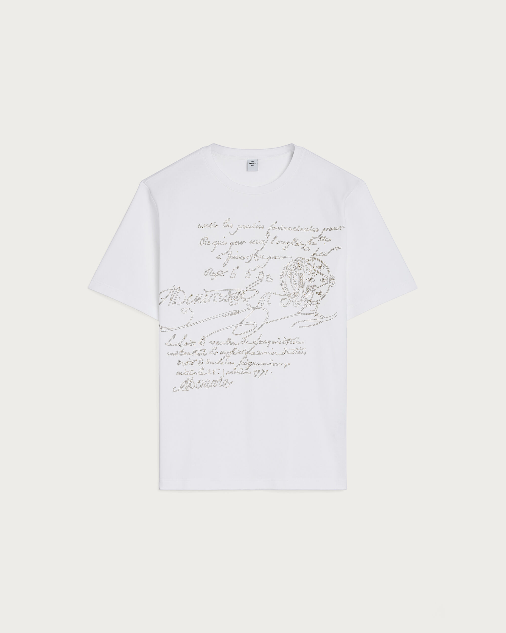 Scritto Embroidery T-shirt, Blanc Optique, hi-res