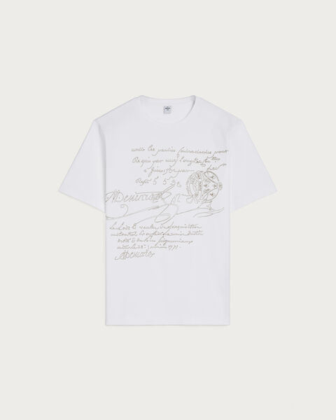 T-shirt avec Broderie motif Scritto, Blanc Optique, hi-res