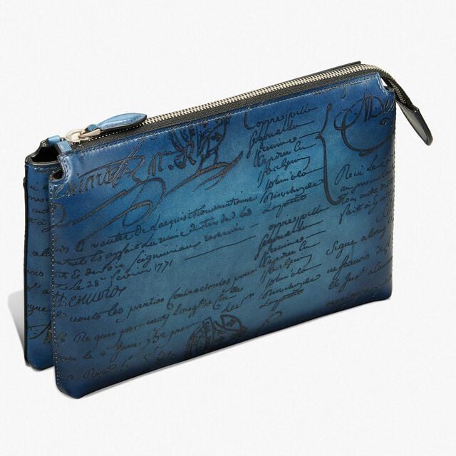 Pochette Zippée Tersio En Cuir Scritto, IRIS, hi-res 7