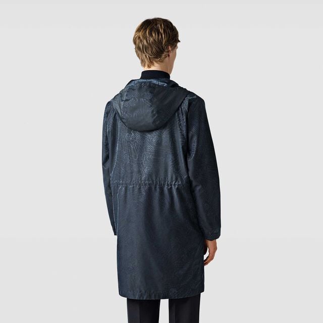 Long Packable Scritto Nylon Parka, WASHED INDIGO, hi-res 3