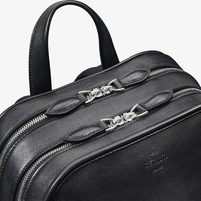 Working Day Scritto Leather Backpack, NERO GRIGIO, hi-res 6