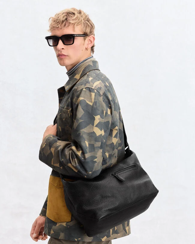 Toujours Soft Zipped Hobo Messenger, Deep Black, hi-res