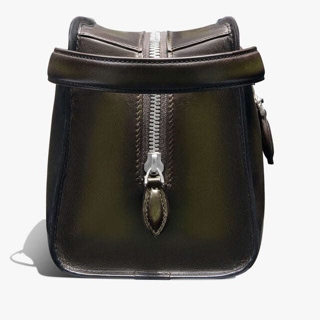 Morning Scritto Leather Toiletry Pouch, NERO CAVIAR + SAVANA, hi-res 4