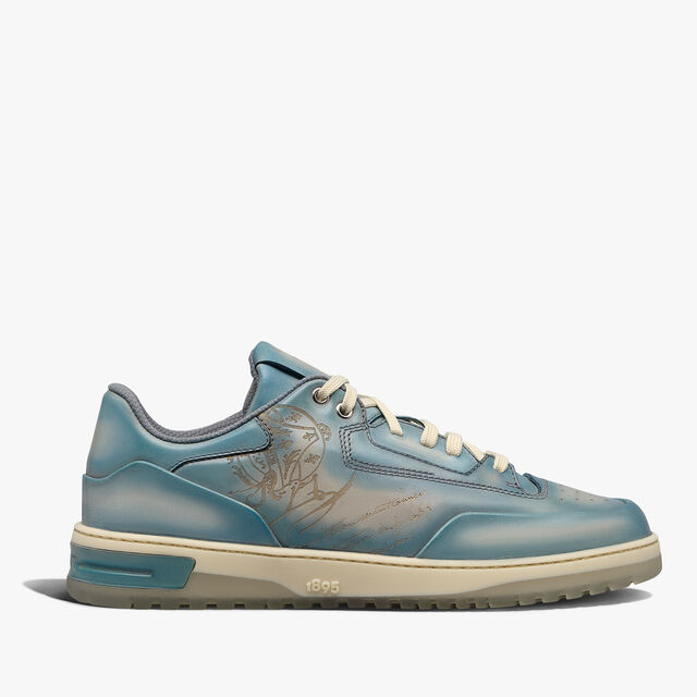 Playoff Scritto Venezia Calf Leather Sneaker, STONE DENIM, hi-res 1