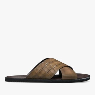 Sifnos Alligator And Leather Sandal, OLIVE, hi-res