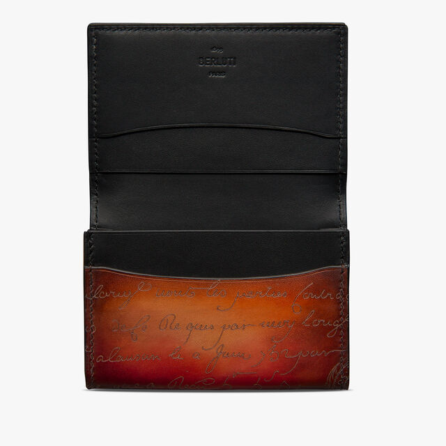 Imbuia Scritto Leather Card Holder, RED SUNSET, hi-res 3