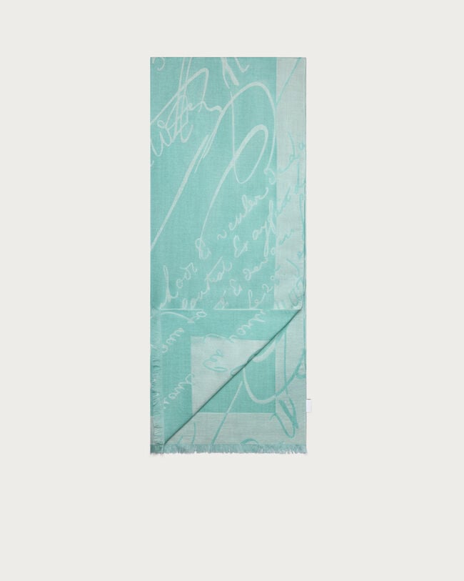 Giant Scritto Pattern Scarf, Aquamarine, hi-res