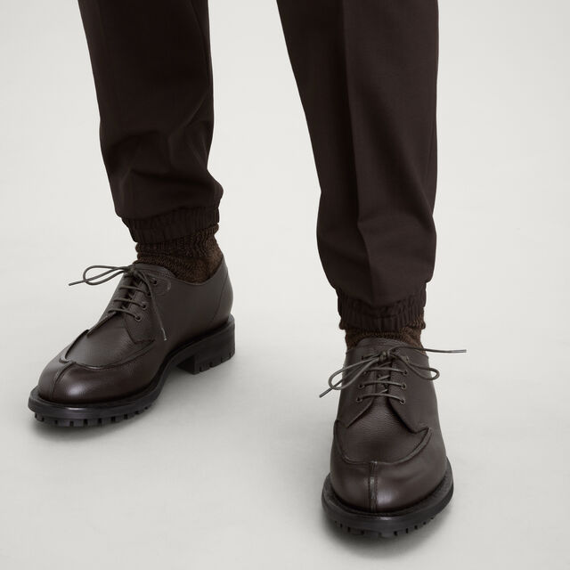 New Oslo Grained Calf Leather Derby , COFFEE, hi-res 2