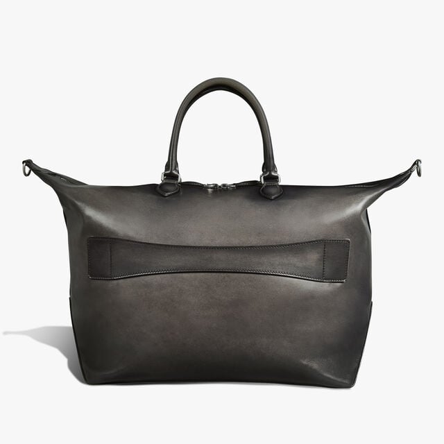 Toujours Soft Zipped Bag Scritto Leather Travel Bag, NERO GRIGIO, hi-res 4